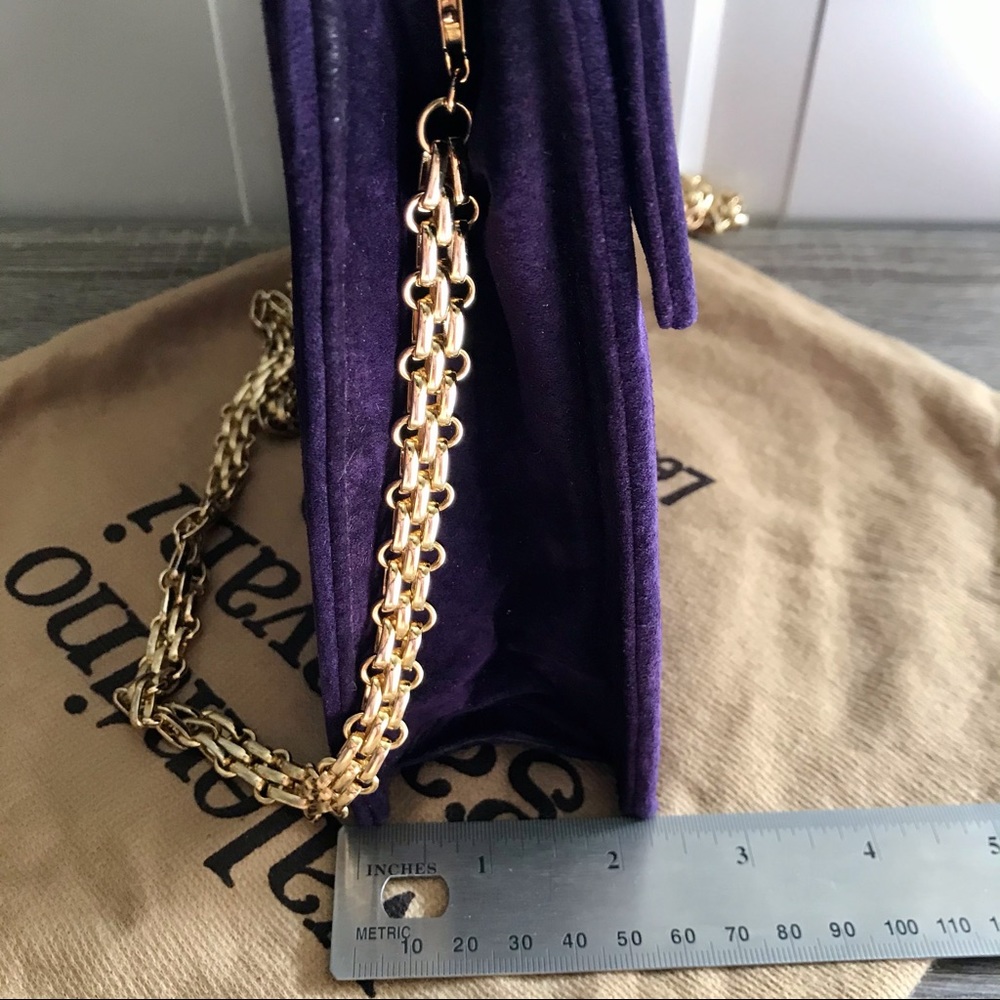 Valentino Purple Suede Chain Link Purse - Picture 9 of 14